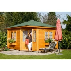 Wolff Finnhaus Gartenhaus Maria-B - Mit 1 Leimholz-Doppeltür + 2 Doppelfenster