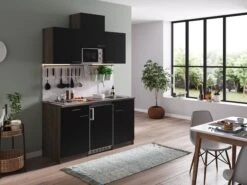 Respekta Küchenzeile KB150EYSMI 150 Cm Schwarz-Eiche York Nachbildung