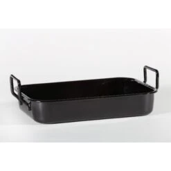 Emaille-Auflaufform Schwarz Mit Feststehenden Griffen 36 Cm