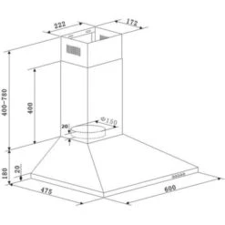 PKM Dunstabzugshaube 6091H 350m³ Kaminhaube 60 Cm -OUTSUNNY Verkäufe 1964650000 prod 003
