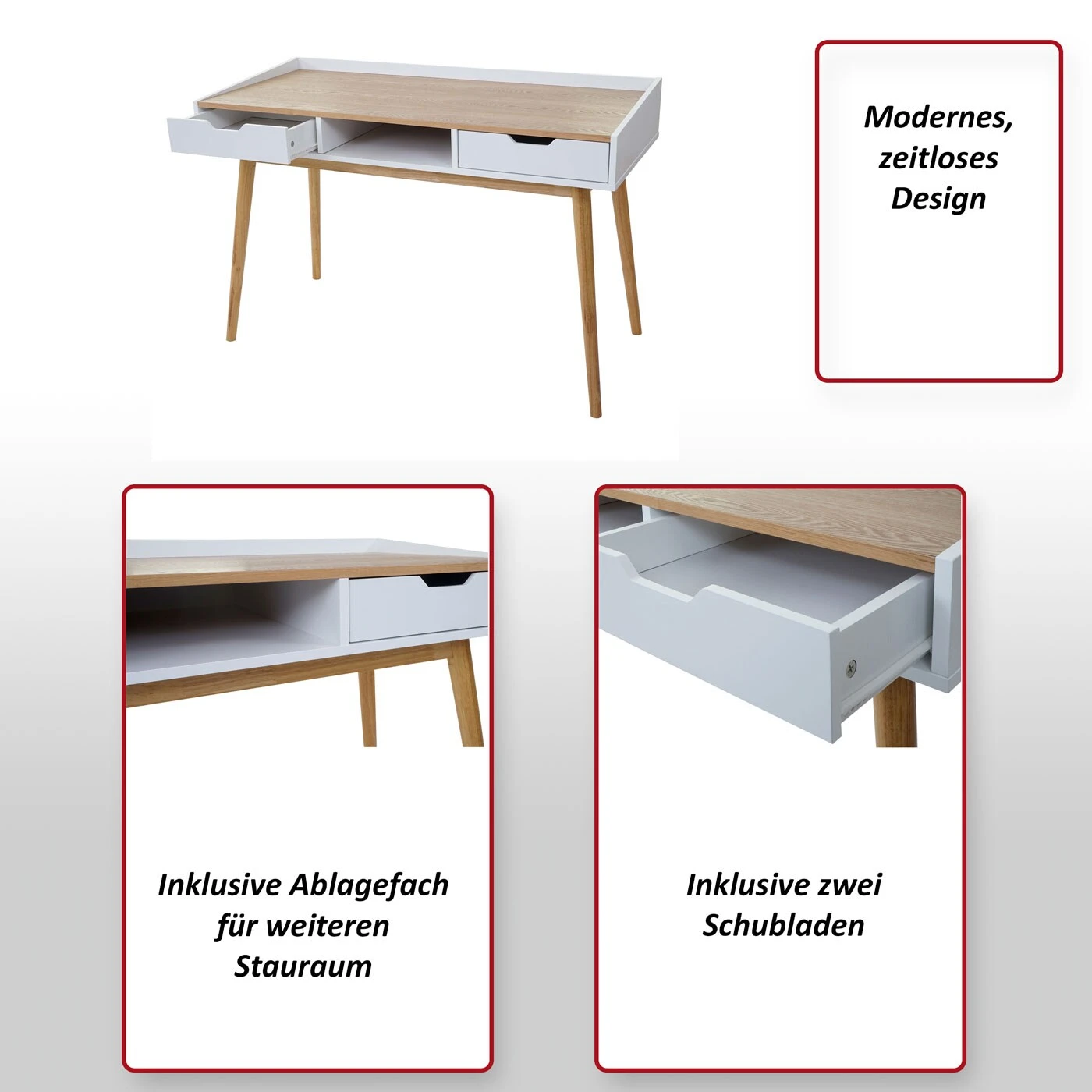 Schreibtisch MCW-A70, Computertisch Bürotisch, 120x55cm MDF Esche-Optik 2 Schreibtisch MCW-A70, Computertisch Bürotisch, 120x55cm MDF Esche-Optik – Bild 2
