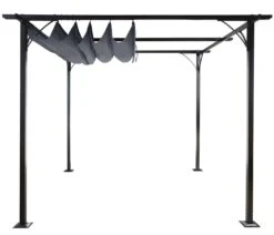 Pergola MCW-C42, Garten Pavillon, Stabiles 6cm-Gestell + Schiebedach ~ 3x3m Grau -OUTSUNNY Verkäufe 1975534005 prod 005