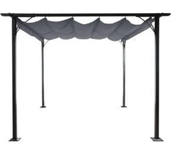 Pergola MCW-C42, Garten Pavillon, Stabiles 6cm-Gestell + Schiebedach ~ 3x3m Grau -OUTSUNNY Verkäufe 1975534005 prod 006