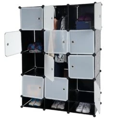 Regalsystem Cairns T306, Steckregal Garderobe Kleiderschrank, 8 Boxen Je 37x37x47cm Schwarz