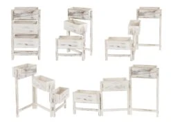 Pflanzregal H275, Standregal Blumenständer Pflanzkasten, 65x108x15cm, Holz Shabby-Look Vintage ~ Weiß -OUTSUNNY Verkäufe 1975758000 prod 004