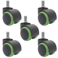5er-Set Hartbodenrollen MCW-H86, Bürostuhl-Rollen Stuhlrollen, 150kg Belastbar 50mm ~ Grün