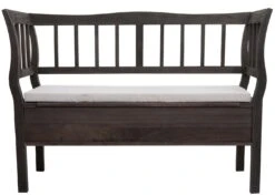 Sitzbank H207, Bank Truhenbank Holzbank Aufbewahrungstruhe, Staufach Kissen Holz 119cm ~ Grau-braun, Shabby -OUTSUNNY Verkäufe 1975810002 prod 004