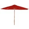Sonnenschirm Lissabon, Gartenschirm Marktschirm, Ø 3m Polyester/Holz ~ Rot