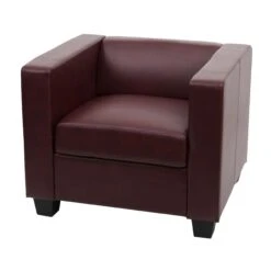 Sessel Loungesessel Lille ~ Kunstleder, Rot-braun