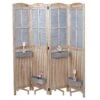 Paravent MCW-D26 Pflanzkörbe, Raumteiler Trennwand Spanische Wand Sichtschutz, Holz Metall 170x161x29cm