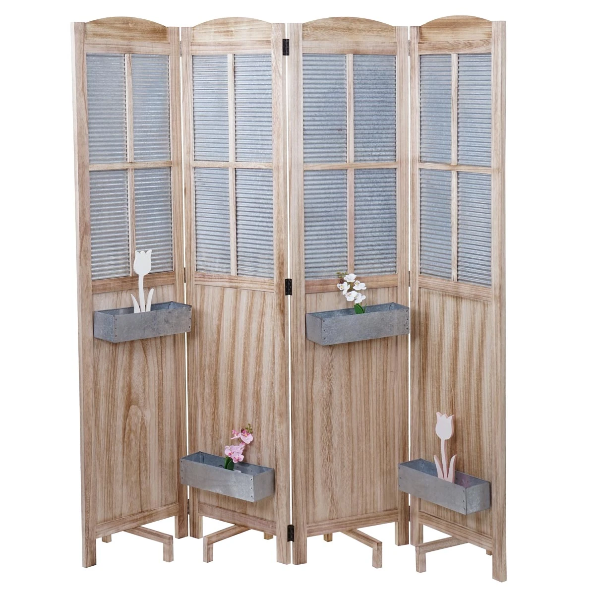 Paravent MCW-D26 Pflanzkörbe, Raumteiler Trennwand Spanische Wand Sichtschutz, Holz Metall 170x161x29cm 1 Paravent MCW-D26 Pflanzkörbe, Raumteiler Trennwand Spanische Wand Sichtschutz, Holz Metall 170x161x29cm