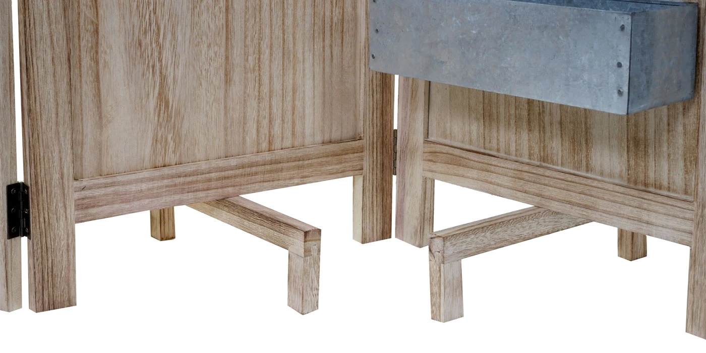 Paravent MCW-D26 Pflanzkörbe, Raumteiler Trennwand Spanische Wand Sichtschutz, Holz Metall 170x161x29cm 6 Paravent MCW-D26 Pflanzkörbe, Raumteiler Trennwand Spanische Wand Sichtschutz, Holz Metall 170x161x29cm – Bild 6