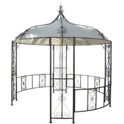 Pergola Cabrera, Rundpavillon Garten Pavillon, Stabiles Stahl-Gestell, Ø 3m ~ Creme -OUTSUNNY Verkäufe 2034690000 prod 003