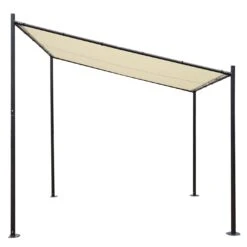 Pergola MCW-A22, Anbaupergola Garten Pavillon Terrassenüberdachung Sonnenschutz, 3x3m ~ Creme -OUTSUNNY Verkäufe 2072103000 prod 003