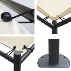 Pergola MCW-A22, Anbaupergola Garten Pavillon Terrassenüberdachung Sonnenschutz, 3x3m ~ Creme -OUTSUNNY Verkäufe 2072103000 prod 005