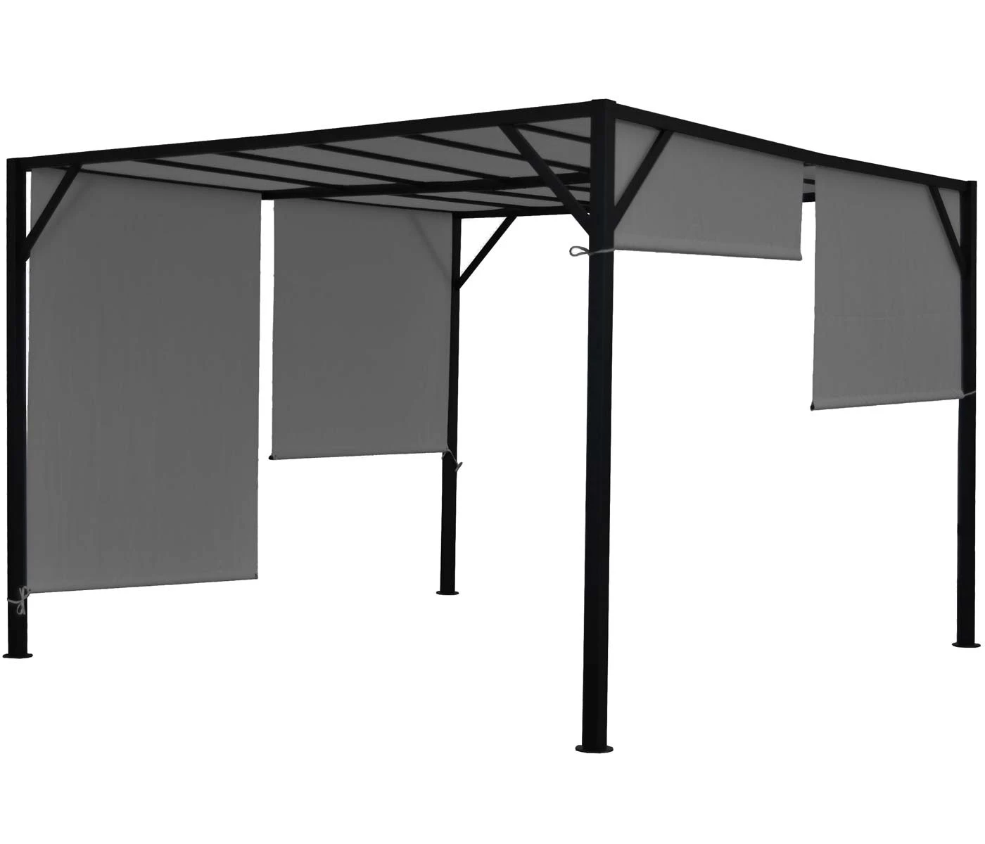 Pergola Beja, Garten Pavillon Terrassenüberdachung, Stabiles 6cm-Stahl-Gestell + Schiebedach Grau ~ 3x3m 4 Pergola Beja, Garten Pavillon Terrassenüberdachung, Stabiles 6cm-Stahl-Gestell + Schiebedach Grau ~ 3x3m – Bild 4