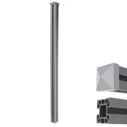WPC-Pfosten Savoie-WPC-Zaun, Pfeiler Pfahl, Stecksystem 1,88m ~ Grau
