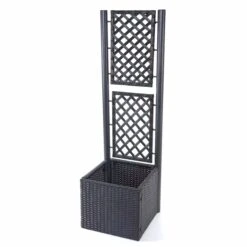 Poly-Rattan Rankgitter MCW-D76, Pflanzkasten Rankhilfe, 142x43x43cm ~ Anthrazit
