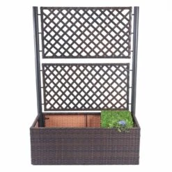 Poly-Rattan Rankgitter MCW-D76, Pflanzkasten Rankhilfe, 142x100x43cm ~ Braun -OUTSUNNY Verkäufe 2103728000 prod 003