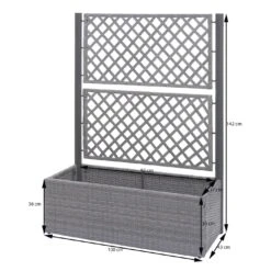 Poly-Rattan Rankgitter MCW-D76, Pflanzkasten Rankhilfe, 142x100x43cm ~ Braun -OUTSUNNY Verkäufe 2103728000 prod 006