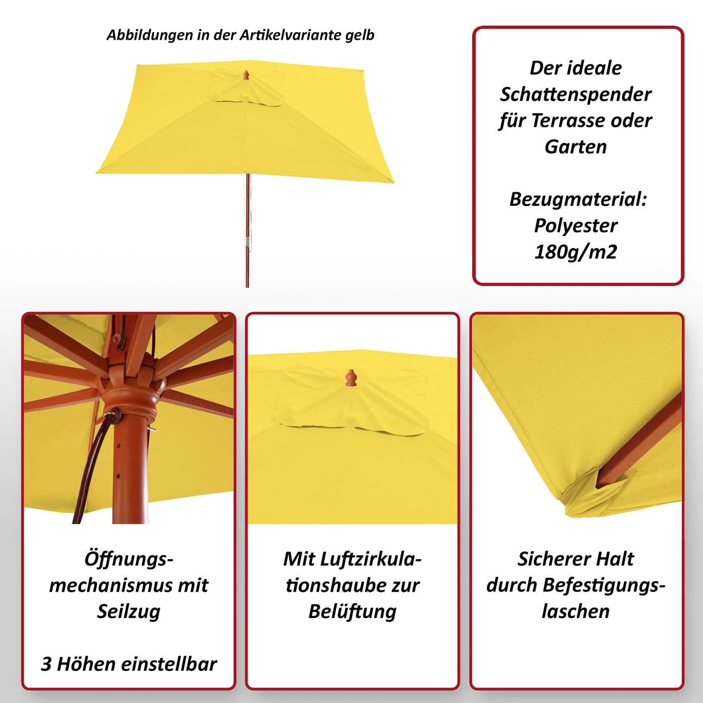 Sonnenschirm Lissabon, Gartenschirm Marktschirm, 3x4m Polyester/Holz 6kg ~ Anthrazit 2 Sonnenschirm Lissabon, Gartenschirm Marktschirm, 3x4m Polyester/Holz 6kg ~ Anthrazit – Bild 2