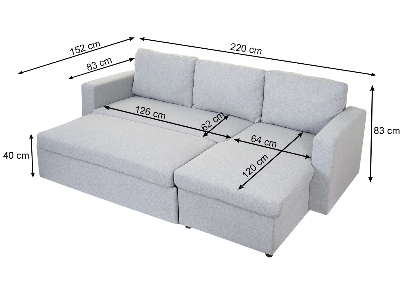Schlafsofa MCW-D92, Couch Ecksofa Sofa, Schlaffunktion 220x152cm Stoff/Textil ~ Hellgrau, Ohne Deko-Kissen 4 Schlafsofa MCW-D92, Couch Ecksofa Sofa, Schlaffunktion 220x152cm Stoff/Textil ~ Hellgrau, Ohne Deko-Kissen – Bild 4