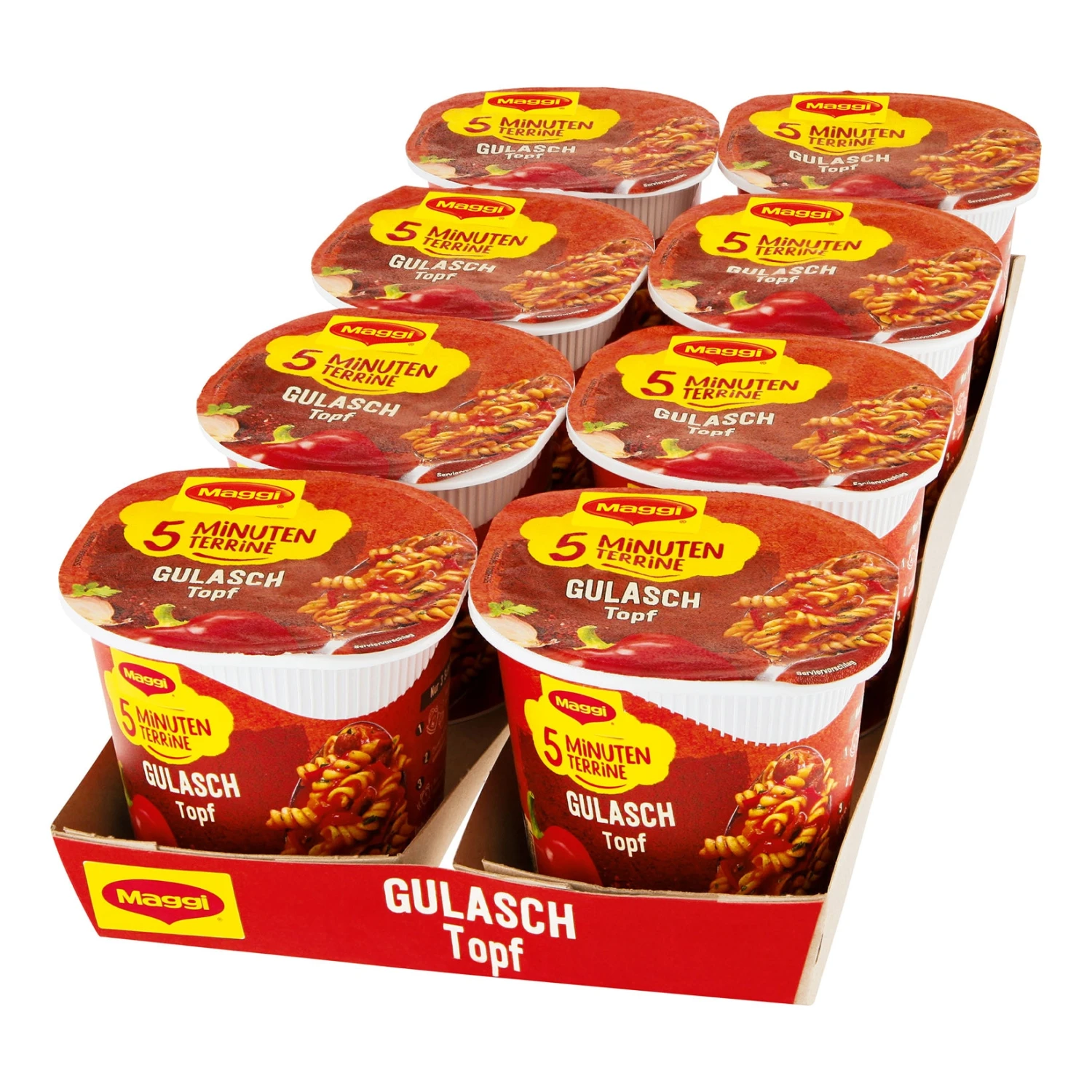 Maggi 5 Minuten Terrine Gulaschtopf 57 G, 8er Pack 1 Maggi 5 Minuten Terrine Gulaschtopf 57 G, 8er Pack