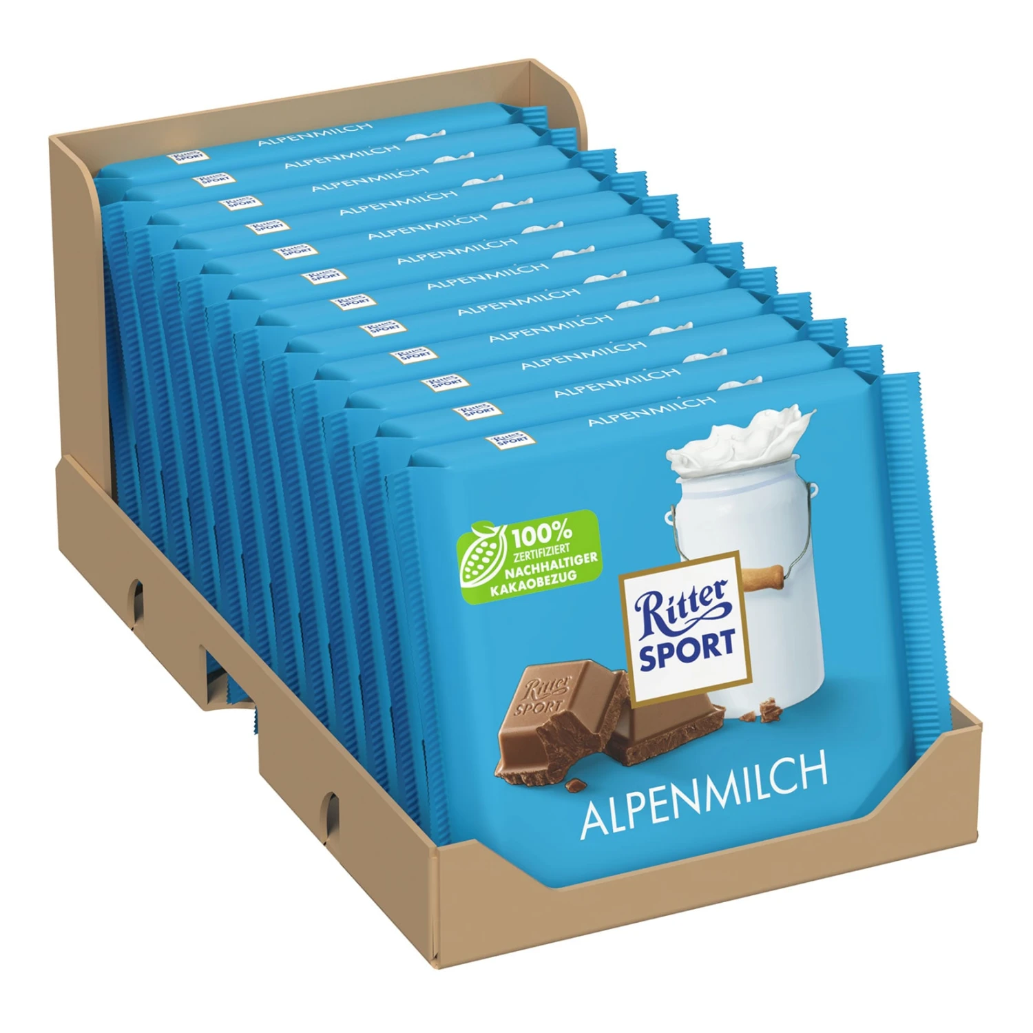 Ritter Sport Alpenmilch Schokolade 100 G, 12er Pack 1 Ritter Sport Alpenmilch Schokolade 100 G, 12er Pack