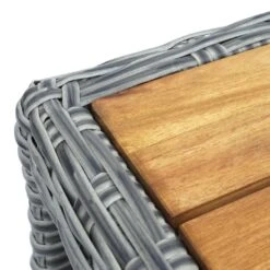 Gartengarnitur MCW-G28, Sitzgruppe Lounge-Set, Akazie Holz Halbrundes Rattan Verstellbar FSC ~ Grau, Kissen Hellgrau -OUTSUNNY Verkäufe 2165591000 prod 003