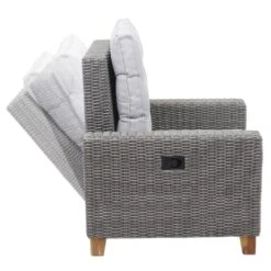 Gartengarnitur MCW-G28, Sitzgruppe Lounge-Set, Akazie Holz Halbrundes Rattan Verstellbar FSC ~ Grau, Kissen Hellgrau -OUTSUNNY Verkäufe 2165591000 prod 006