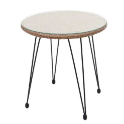 Poly-Rattan Garnitur MCW-G17, Balkon-Set Gartengarnitur Sitzgruppe Stuhl, Seil ~ Naturfarben, Kissen Anthrazit -OUTSUNNY Verkäufe 2165598000 prod 006