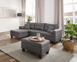 Home Deluxe Polsterecke Rom Sofa Links, Mit Hocker