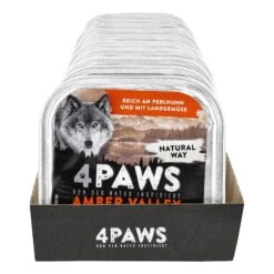 4 PAWS Hundenahrung Perlhuhn Gemüse 300 G, 9er Pack