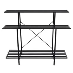 Pflanzenregal MCW-G32, Blumentreppe Blumenständer Pflanzentreppe, 3 Ablagen Stahl Schwarz 100x120x44cm -OUTSUNNY Verkäufe 2192906000 prod 003