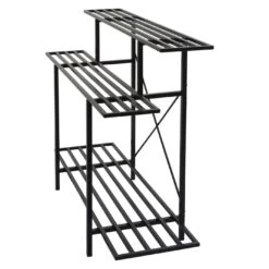 Pflanzenregal MCW-G32, Blumentreppe Blumenständer Pflanzentreppe, 3 Ablagen Stahl Schwarz 100x120x44cm -OUTSUNNY Verkäufe 2192906000 prod 004
