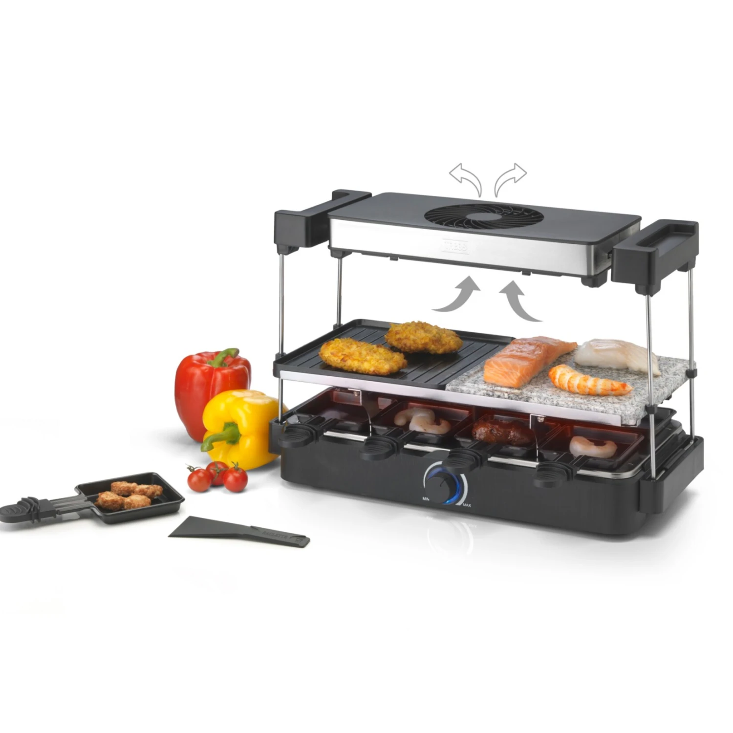 Trebs 15100 - Raclette Für 8 Personen Mit Integriertem Dunstabzug - Steinplatte + Grillplatte 2 Trebs 15100 - Raclette Für 8 Personen Mit Integriertem Dunstabzug - Steinplatte + Grillplatte – Bild 2