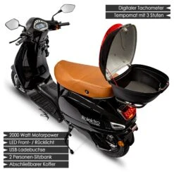 Rolektro, Retro 45 E-Roller, Lithium, V.2021, Schwarz, 60V-27,5Ah Akku, 2000 Watt -OUTSUNNY Verkäufe 2199929000 prod 005