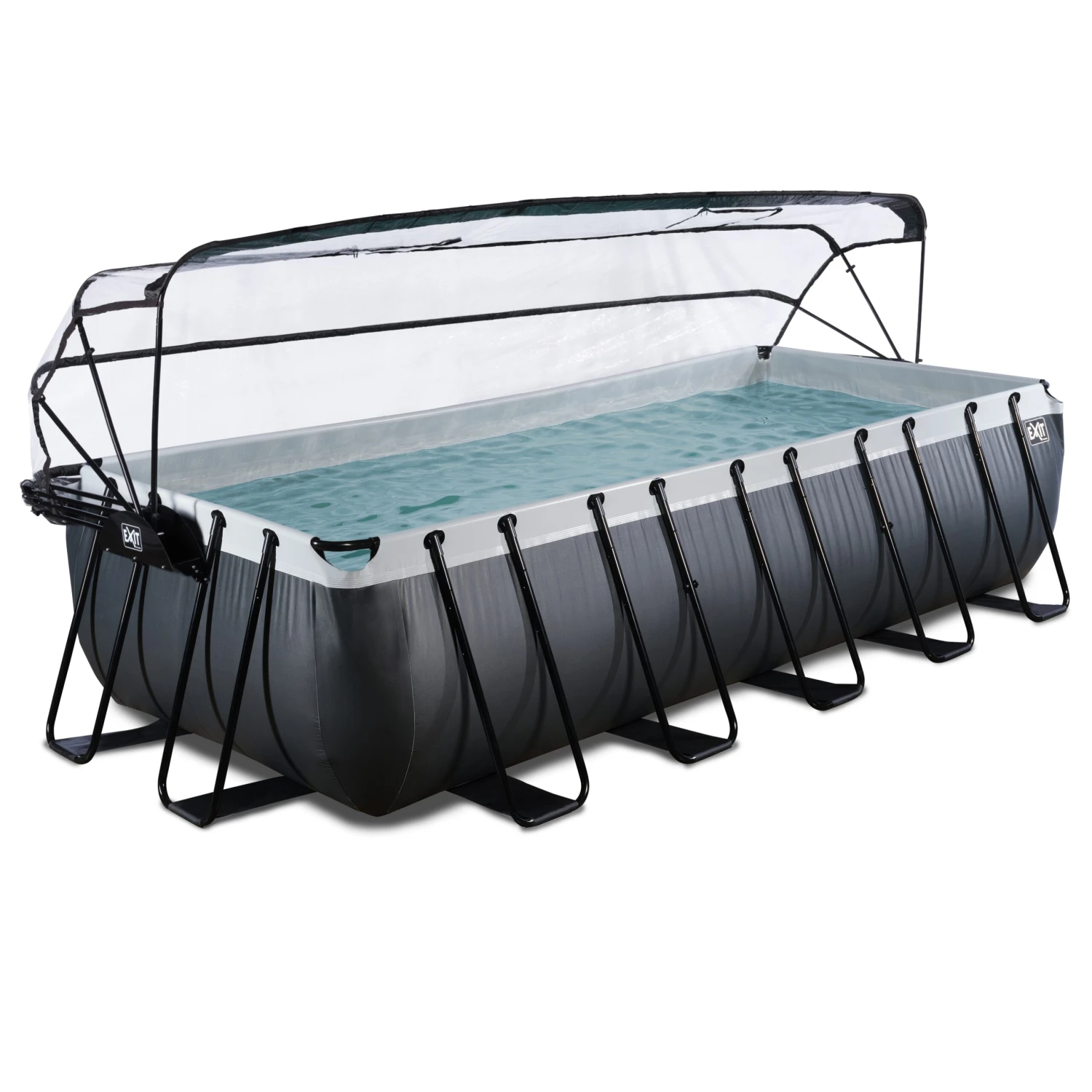 EXIT Black Leather Optic Pool 540x250x122cm Mit Abdeckung Und Sandpumpe - Schwarz 2 EXIT Black Leather Optic Pool 540x250x122cm Mit Abdeckung Und Sandpumpe - Schwarz – Bild 2