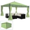 Pergola Calpe, Garten Pavillon, Stabiles 7cm-Gestell Mit Seitenwand ~ Grün 4x4m