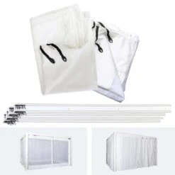 Seitenwand Für Pergola MCW-J32, 4er-Set + Moskitonetz Pavillon Ersatzseitenwand ~ 4x3m Weiß