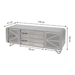 Wohnzimmer-Set MCW-F91, TV-Rack Kommode Highboard Hochschrank, Industrial Tanne Holz Metall, Braun-schwarz -OUTSUNNY Verkäufe 2226983000 prod 004