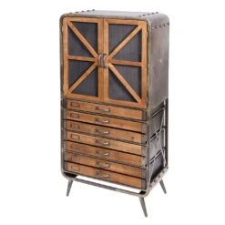 Wohnzimmer-Set MCW-F91, TV-Rack Kommode Highboard Hochschrank, Industrial Tanne Holz Metall, Braun-schwarz -OUTSUNNY Verkäufe 2226983000 prod 005