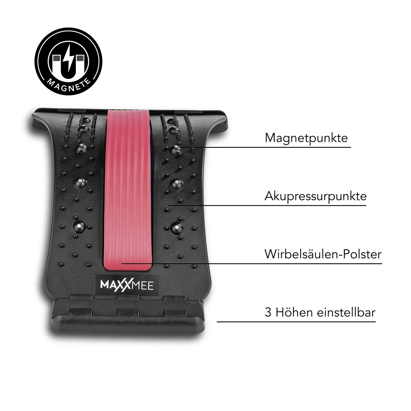 MAXXMEE Rückenbrücke Schwarz/rot Mit Akupressur-Noppen & Magneten 4 MAXXMEE Rückenbrücke Schwarz/rot Mit Akupressur-Noppen & Magneten – Bild 4