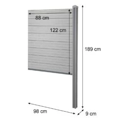 WPC-Sichtschutz Savoie, Zaun Windschutz, WPC-Pfosten Zum Einbetonieren ~ Erweiterungselement Schmal, 98cm Braun -OUTSUNNY Verkäufe 2236275002 prod 003