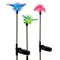 MAXXMEE Solar-Stableuchten LED 3er-Set Schmetterling, Kolibri Und Libelle 1,2V Silber/schwarz