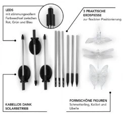 MAXXMEE Solar-Stableuchten LED 3er-Set Schmetterling, Kolibri Und Libelle 1,2V Silber/schwarz 6 MAXXMEE Solar-Stableuchten LED 3er-Set Schmetterling, Kolibri Und Libelle 1,2V Silber/schwarz -OUTSUNNY Verkäufe 2284849000 prod 003
