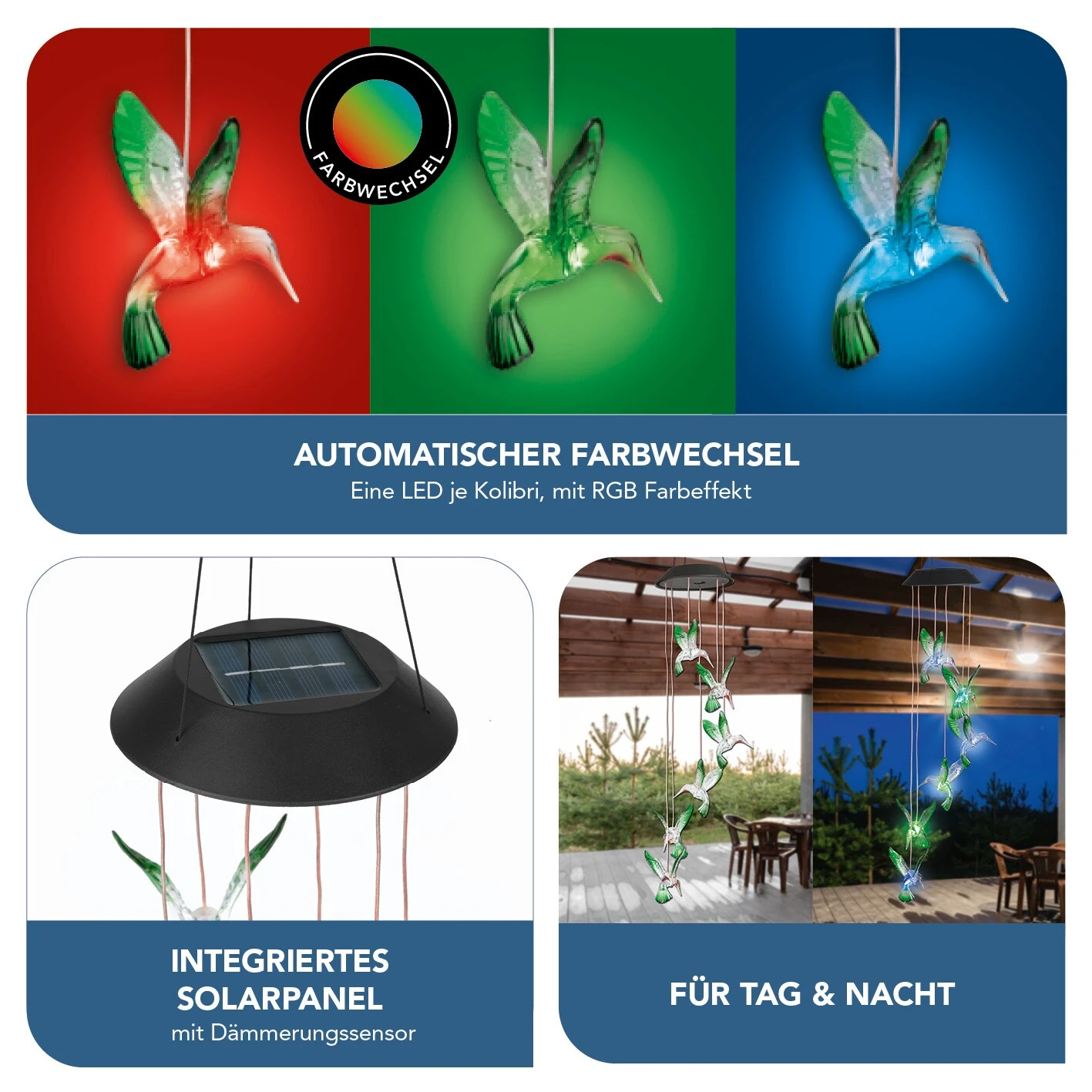 MAXXMEE Solar-Windspiel Kolibri LED 1,2V Grün/rot 2 MAXXMEE Solar-Windspiel Kolibri LED 1,2V Grün/rot – Bild 2