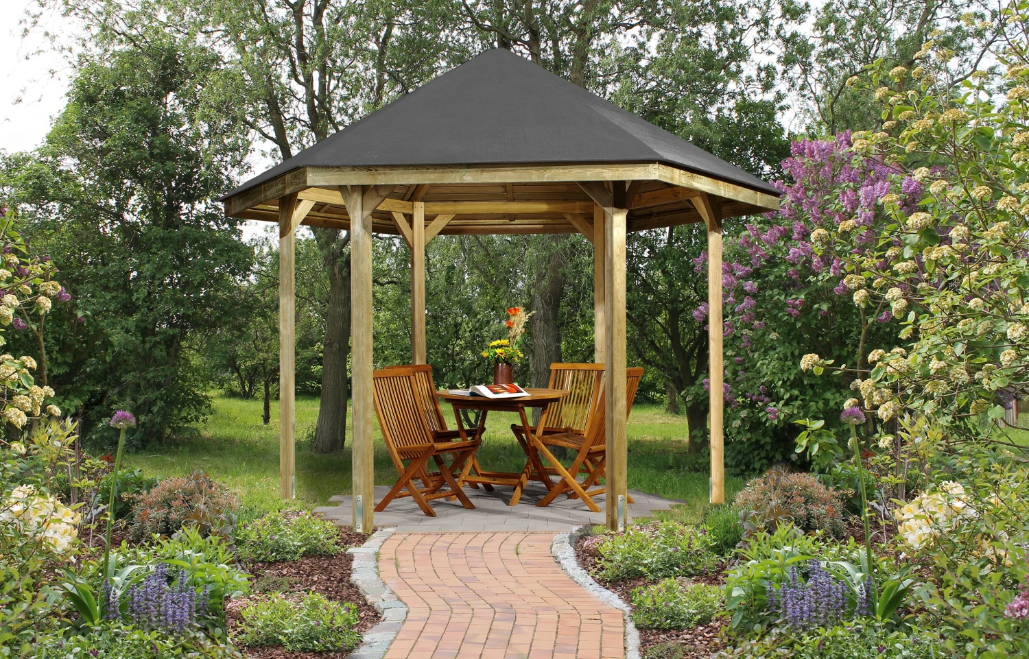 Weka 6-Eck Pavillon 656 -versch. Ausführungen 1 Weka 6-Eck Pavillon 656 -versch. Ausführungen