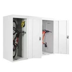 3er-Fahrradgarage MCW-H66, Fahrradbox Gerätehaus Fahrradunterstand, Abschließbar Metall ~ Hellgrau