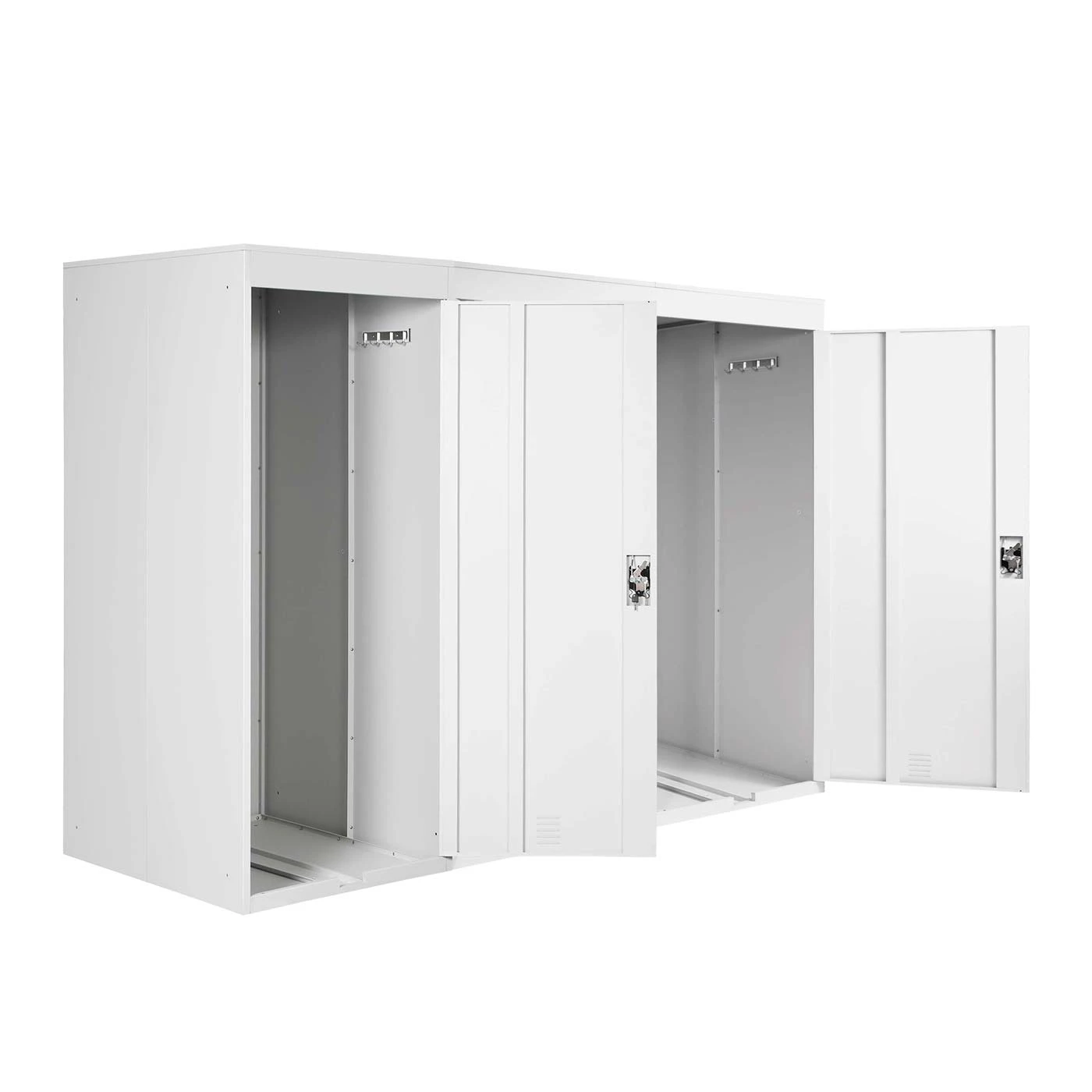 3er-Fahrradgarage MCW-H66, Fahrradbox Gerätehaus Fahrradunterstand, Abschließbar Metall ~ Hellgrau 2 3er-Fahrradgarage MCW-H66, Fahrradbox Gerätehaus Fahrradunterstand, Abschließbar Metall ~ Hellgrau – Bild 2